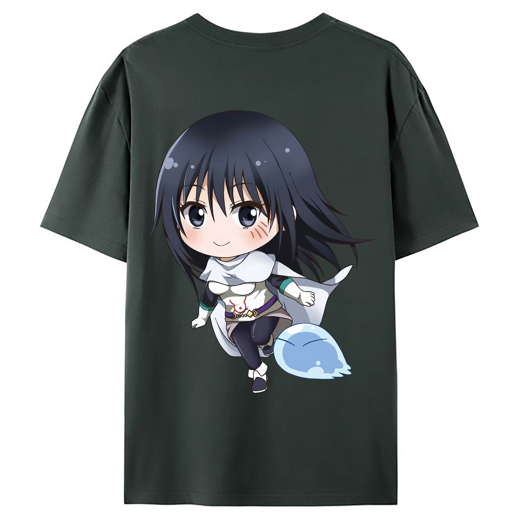 （画像用） 転スラ Regarding Reincarnated to Slime 綿100％ メンズ半袖Tシャツ（バックプリント） 通気性